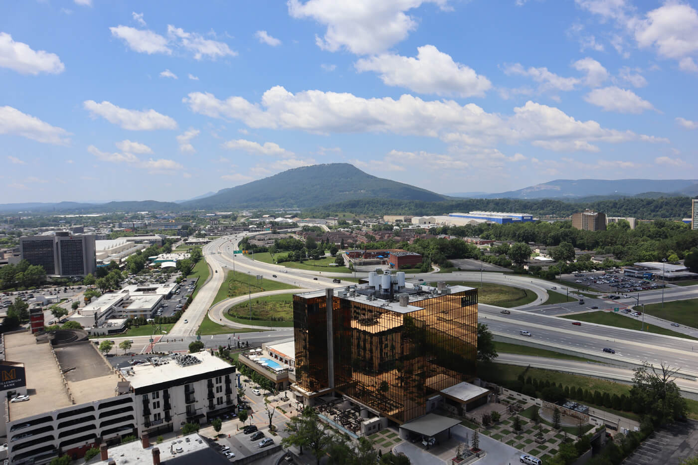 City view of downtown Chattanooga, Tennessee and Lookout Mountain